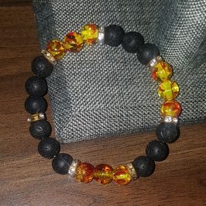 Handmade Wooden And glass bead bracelet